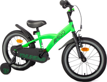 Amigo Thunder Jongens Terugtraprem neon groen/zwart 23,5 cm 16 inch neon groen/zwart 23,5 cm 16 inch