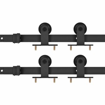 Hardwaresets voor schuifdeuren 2 st 200 cm staal zwart