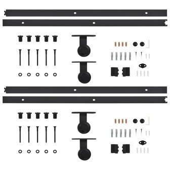 Hardwaresets voor schuifdeuren 2 st 200 cm staal zwart