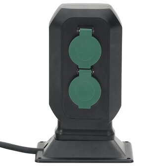 Tuinstopcontact en grondpin 2-wegs 15,5x11x24 cm zwart en groen