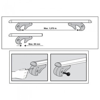 Menabo Dakdragerset Aluminium 120 Cm Zilver