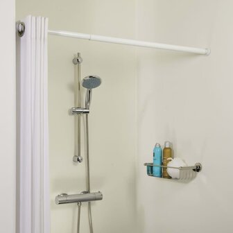 Douchegordijnstang telescopisch 80-130 cm wit