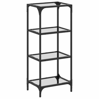 Opbergrek met transparant glazen blad 40x30x95 cm staal