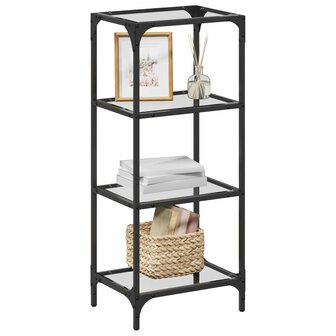 Opbergrek met transparant glazen blad 40x30x95 cm staal