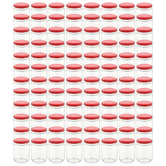 Jampotten met rode deksels 96 st 230 ml glas