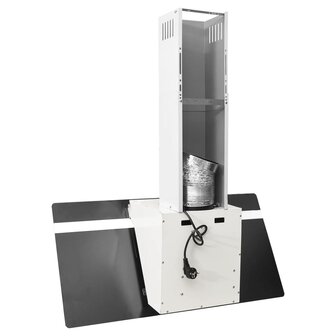 Wandafzuigkap 90 cm staal en gehard glas wit