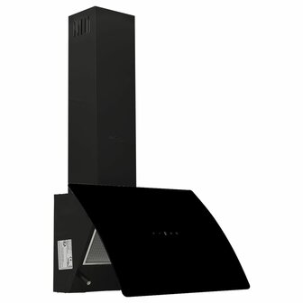 Wandafzuigkap 60 cm staal en gehard glas zwart