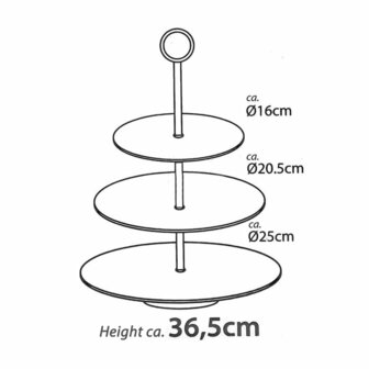 Etag&egrave;re 3-laags 36,5 cm roestvrij staal