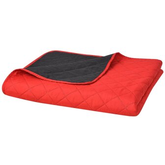 131552  Dubbelzijdig Quilted Bedspread Rood en Zwart 170x210 cm