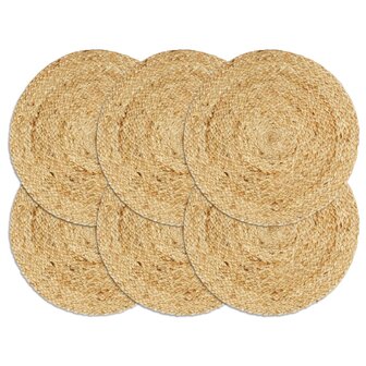 Placemats 6 st rond 38 cm jute natuurlijk
