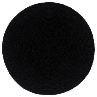 Placemats 4 st rond 38 cm katoen effen zwart