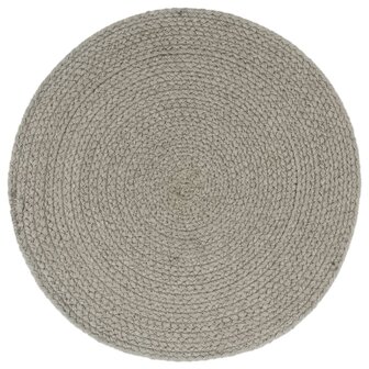 Placemats 4 st rond 38 cm katoen effen grijs