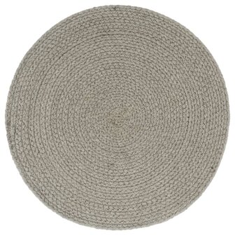 Placemats 6 st rond 38 cm katoen effen grijs