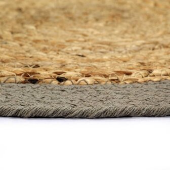 Placemats 6 st 38 cm jute en katoen natuurlijk en grijs