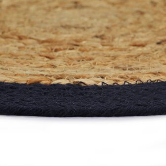 Placemats 4 st 38 cm jute en katoen natuurlijk en marineblauw