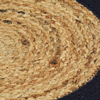 Placemats 6 st 38 cm jute en katoen natuurlijk en marineblauw