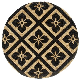 Placemats 4 st rond 38 cm jute zwart