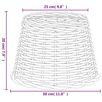 Lampenkap &Oslash;30x20 cm wicker wit
