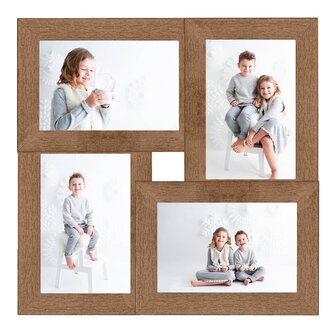 Fotolijst voor 4x(10x15 cm) foto MDF lichtbruin
