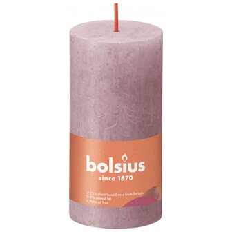 Stompkaarsen Shine 8 st rustiek 100x50 mm ash rose