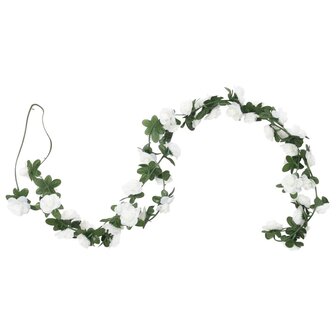 Kerstslingers met bloemen 6 st 240 cm wit