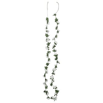Kerstslingers met bloemen 6 st 240 cm wit
