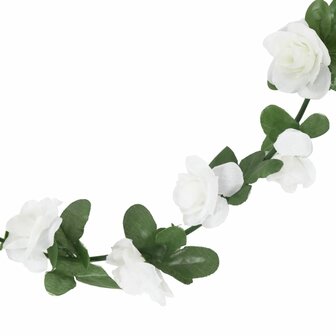 Kerstslingers met bloemen 6 st 240 cm wit