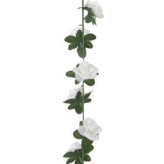 Kerstslingers met bloemen 6 st 240 cm wit