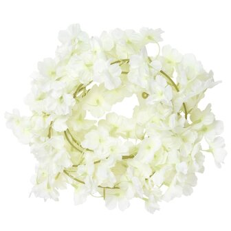 Kerstslingers met bloemen 6 st 180 cm wit