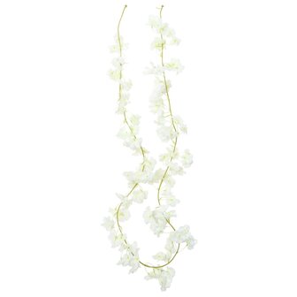 Kerstslingers met bloemen 6 st 180 cm wit