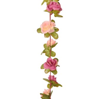 Kerstslingers met bloemen 6 st 250 cm rozerood
