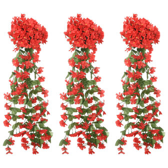 Kerstslingers met bloemen 3 st 85 cm rood