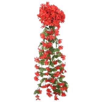 Kerstslingers met bloemen 3 st 85 cm rood