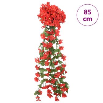Kerstslingers met bloemen 3 st 85 cm rood
