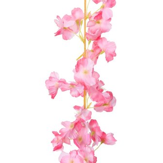 Kerstslingers met bloemen 6 st 180 cm donkerroze
