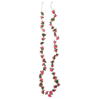 Kerstslingers met bloemen 6 st 240 cm roodroze
