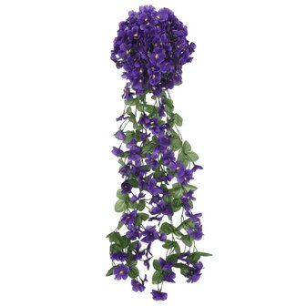 Kerstslingers met bloemen 3 st 85 cm donkerpaars