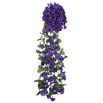 Kerstslingers met bloemen 3 st 85 cm donkerpaars