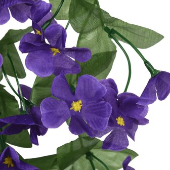 Kerstslingers met bloemen 3 st 85 cm donkerpaars