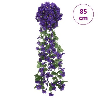 Kerstslingers met bloemen 3 st 85 cm donkerpaars