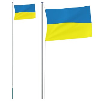Vlag met vlaggenmast Oekra&iuml;ne 6,23 m aluminium