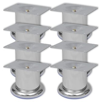 Bankpoten rond 8 st 60 mm chroomkleurig