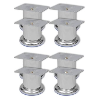 Bankpoten 8 st rond 60 mm chroomkleurig