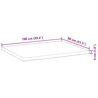 Bureaublad 100x80x4 cm onbehandeld massief acaciahout