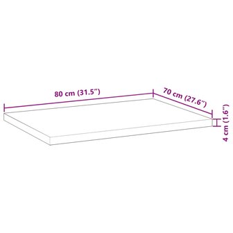 Bureaublad 80x70x4 cm onbehandeld massief acaciahout