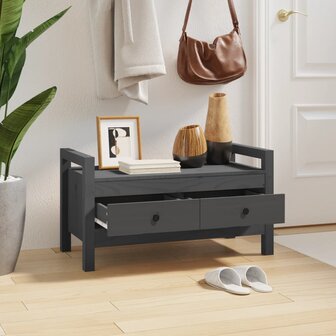 Halbankje 80x40x43 cm massief grenenhout grijs