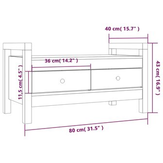 Halbankje 80x40x43 cm massief grenenhout grijs