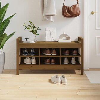 Halbankje 110x40x60 cm massief grenenhout honingbruin