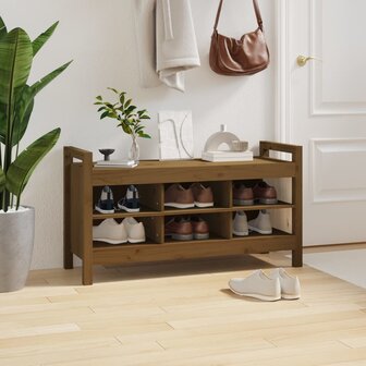 Halbankje 110x40x60 cm massief grenenhout honingbruin