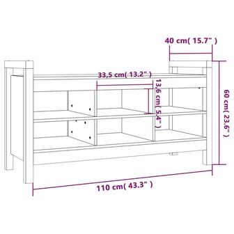 Halbankje 110x40x60 cm massief grenenhout honingbruin